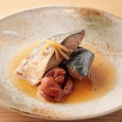 Mackerel simmered in plum sauce