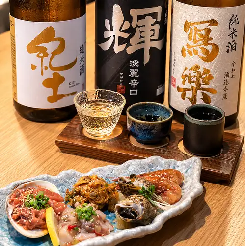日本酒飲み比べセット＋あて盛り5種
