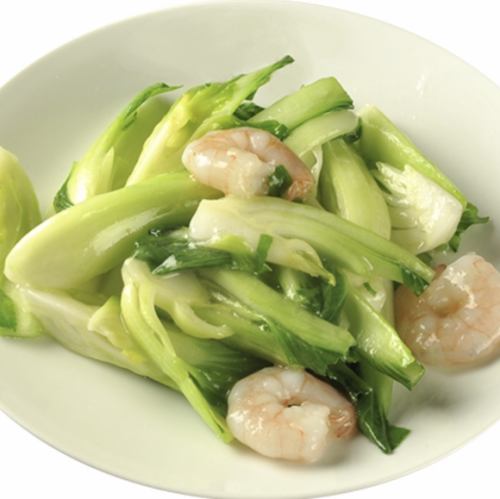 Stir-fried shrimp and bok choy