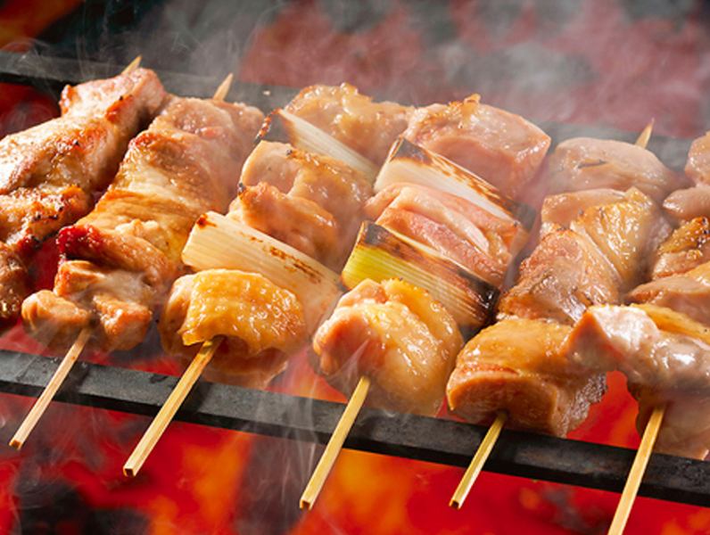 Yakitori, grilled carefully on charcoal grill