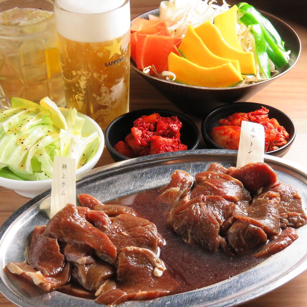 ジンギスカン2種類120分食べ放題3,900円～！※飲み放題は別途