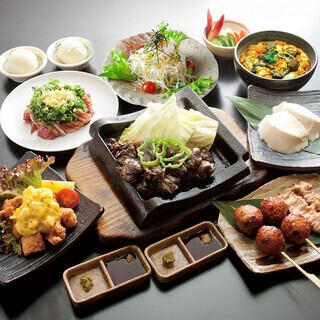 老舗の鶏料理の宴会コース