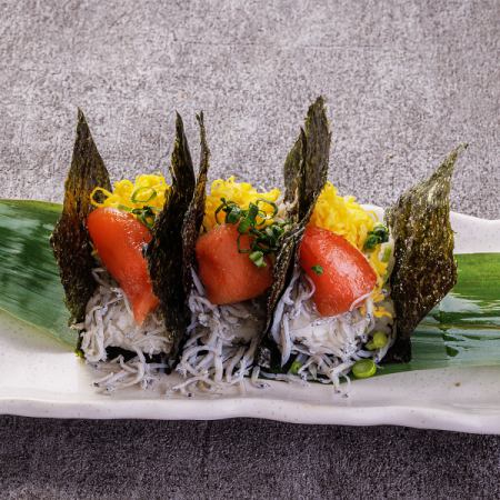 明太子としらすの手巻き飯