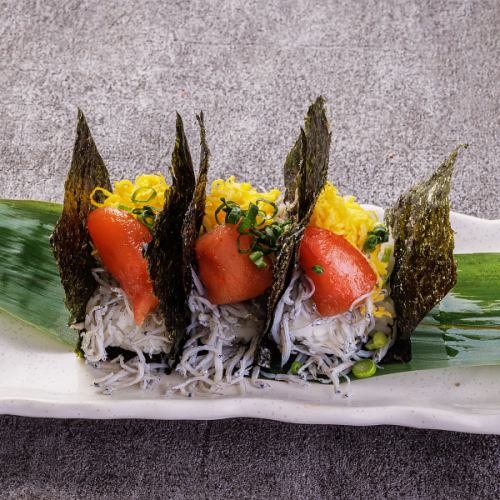 明太子としらすの手巻き飯