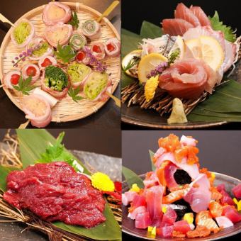 博多名物！2h飲み放題付き　串焼きと海鮮が楽しめる大満足コース 7,000円⇒6,000円（税込）