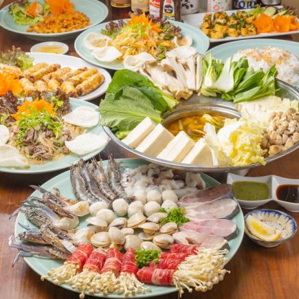 炸春卷、海鲜火锅等美味丰盛的菜单 ◆C套餐 3,500日元(含税)