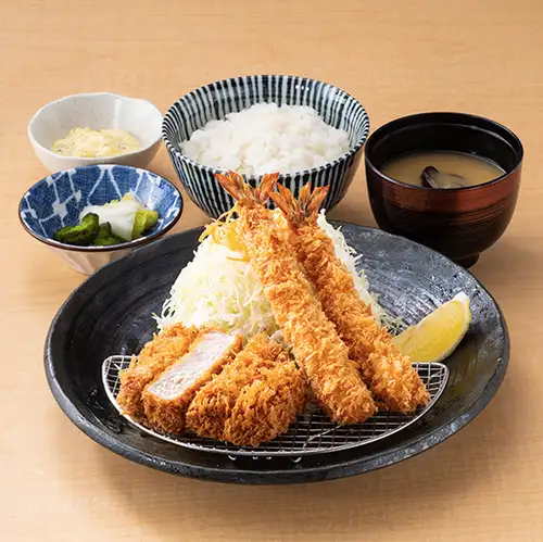 ロース&海老フライ定食