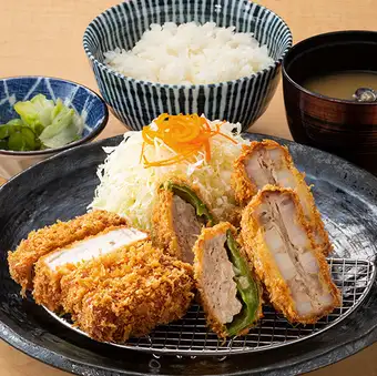 ロース&野菜肉詰め定食