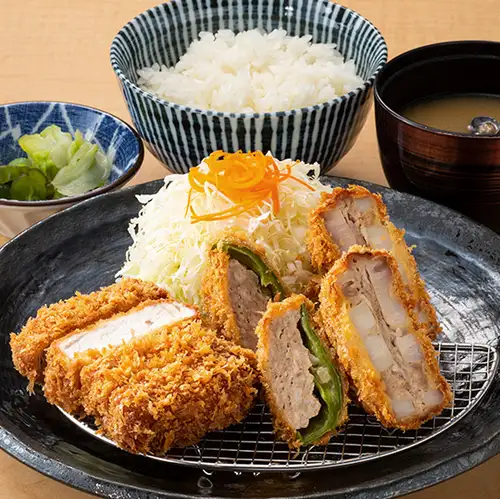 ロース&野菜肉詰め定食