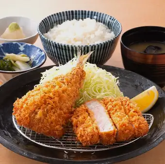 あじとロースかつ定食