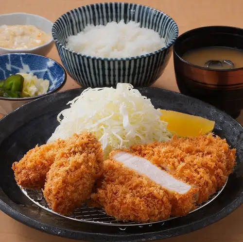Fried oysters & pork loin cutlet set meal