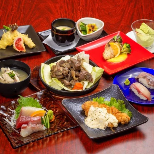 [每人可靠一道菜] Hyuga-nada 4项目选择和炭烤鸡肉南蛮套餐4000日元含无限畅饮2小时