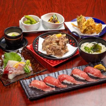 Sunday-Friday only! 5 pieces of Miyazaki beef nigiri and 4 pieces of Hinata Nada 4,000 yen, 2 hours all-you-can-drink included