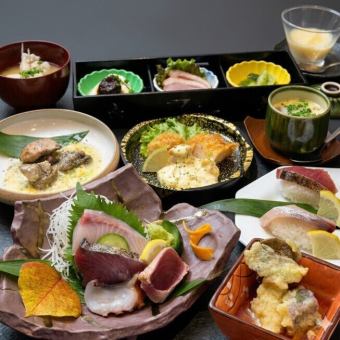 安心の一人一皿歓送迎会！日向灘4店盛と地鶏炭火焼、ちきん南蛮コース＋生ビール付2H飲放4,500円