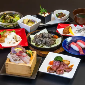 前日迄の予約で10％OFF！宮崎牛ステーキ郷土来県宴会/一人一皿/2H生ビール付飲放5700円