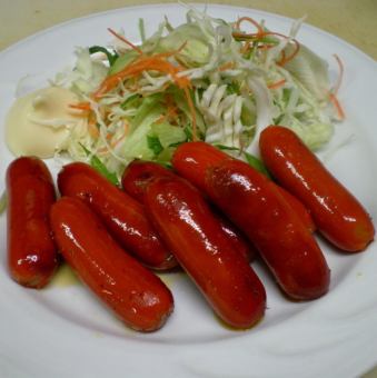 Stir-fried red wiener