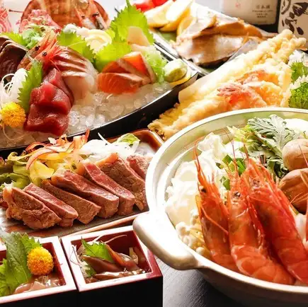 ☆Limited-time course for October, November, and December☆ Includes your choice of hot pot plus our signature grilled beef and shrimp, a total of 9 dishes, plus 2 hours of all-you-can-drink for 5000 yen.