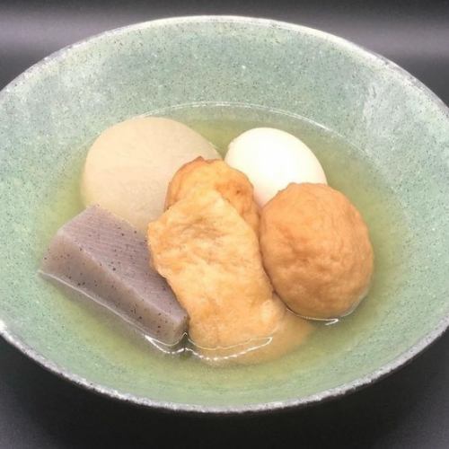 Oden (radish, egg, konjac, fried tofu, fried white fish, fried scallop)