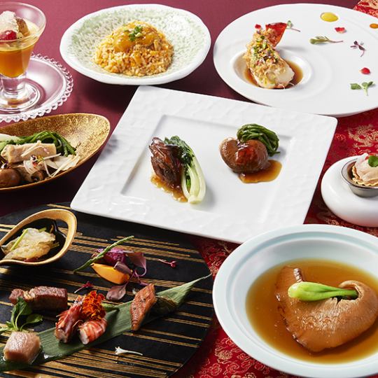 【歌套餐】享受水煮魚翅、特大蝦、山珍海味等奢華食材共7道菜品【僅菜品】15,000日元