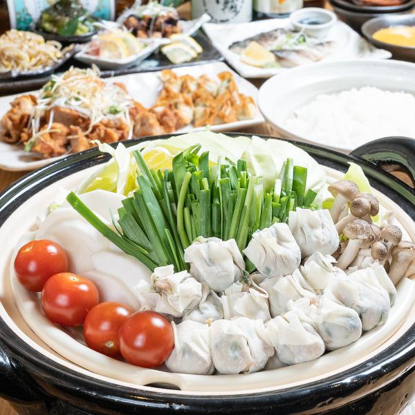 [120分鐘無限暢飲]特產！7道菜“Ibuki Irikodashi蒸鍋套餐”，配上大量的肉餃子和蔬菜◆3800日元