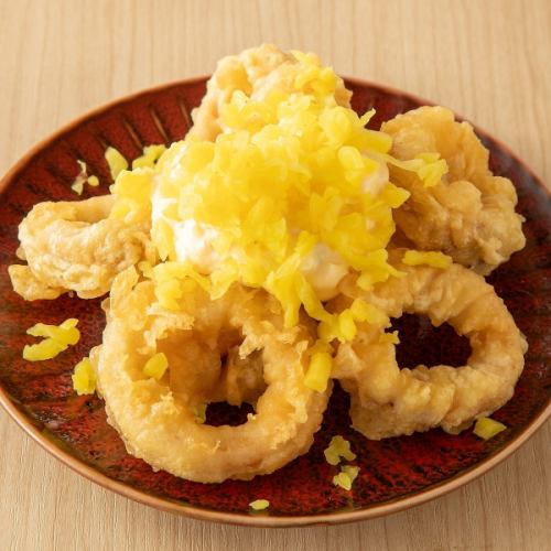 イカリング天婦羅　たくあんタルタル