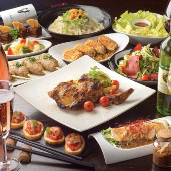[4,500 yen] Bubbly course! 10 dishes including grilled forest chicken thighs and our specialty Daimao meatballs + 2 hours of all-you-can-drink