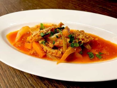 Delicious tripe stewed in tomato sauce
