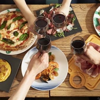 [For anniversaries] Toast with sparkling wine ♪ Full course of pizza, pasta and domestic beef tagliata