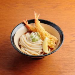 Shrimp tempura bukkake udon