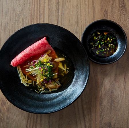みぞれ餡ときのこのしゃぶしゃぶ～自家製ポン酢を添えて～