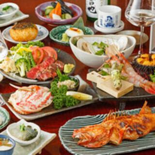 【生ビールを含む3H飲み放題付】焔コース◆ローストビーフや豪華な炉端焼きなど全9品5500円