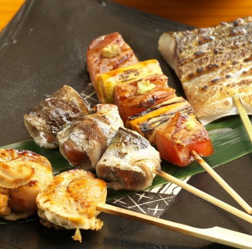 Assorted 5 kinds of fish skewers