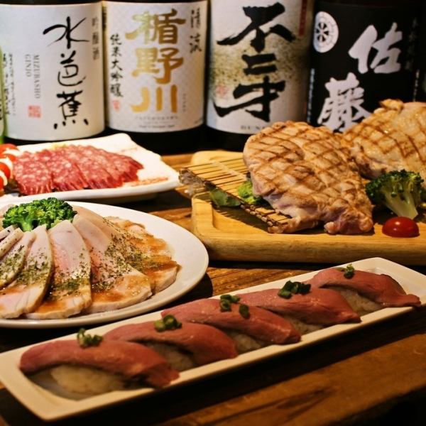 由兼具意大利和法國料理經驗的一流廚師烹製的全套套餐，含無限量暢飲，4,000日元起。