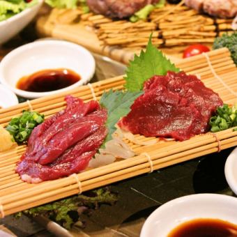 [5,500 yen course] Enjoy 2 kinds of horse sashimi and 5 kinds of charcoal grilled dishes ◆ 11 dishes + 2.5 hours all-you-can-drink