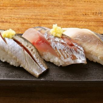 光りもの三貫にぎり