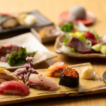 [Keku Course] Enjoy 6 carefully selected nigiri sushi and Yonezawa beef, etc. 9 dishes in total 4,500 yen (tax included)