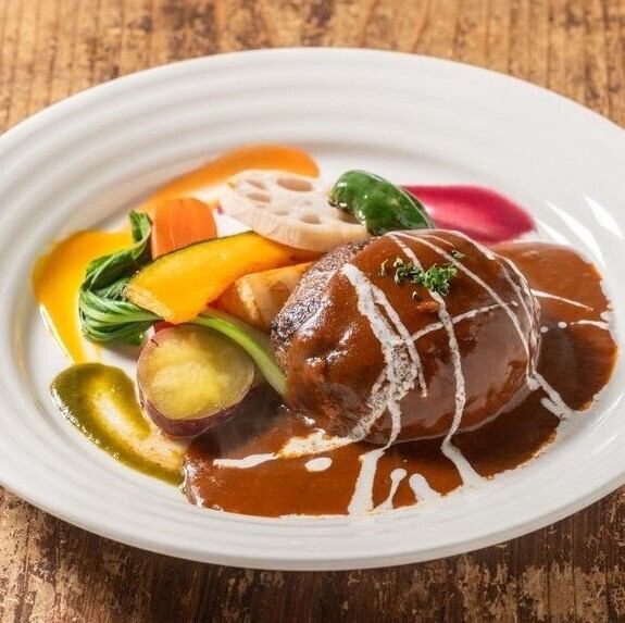 ハンバーグステーキ 糸島野菜添え