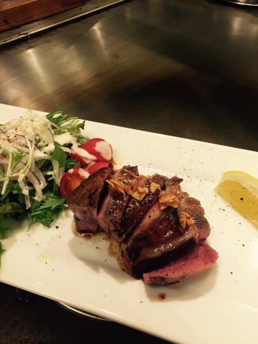 Thick-sliced beef tongue steak