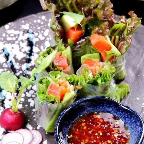 Raw ham spring rolls