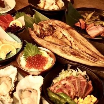 ◆享受北海道◆豪華套餐「牡蠣、雪蟹、十勝牛」等10道菜【附無限暢飲】7500→7000