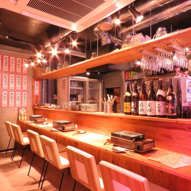 Counter seats are also available, so it is recommended for dates! [Umeda Yakiniku Meat Korean Cuisine Banquet Date Girls' Association Izakaya All-you-can-drink All-you-can-eat Japanese beef hormone welcome and farewell party]