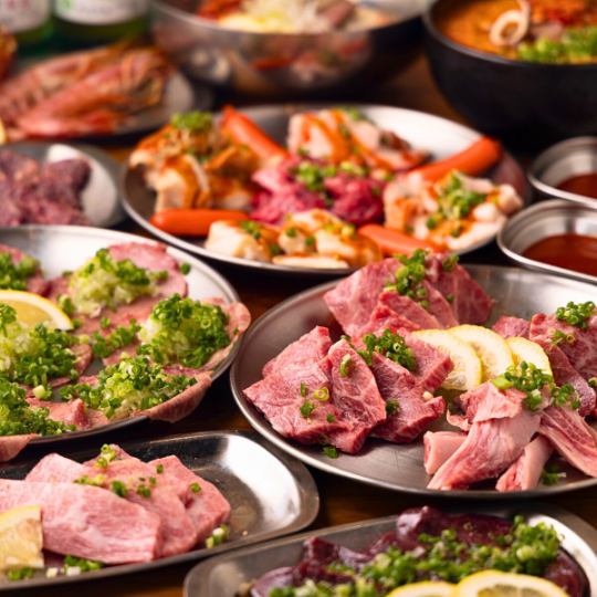 "Premium all-you-can-eat" carefully selected yakiniku! Grilled Wagyu beef yukhoe, meat sushi, and more! Sundays to Thursdays and public holidays 5,500 yen → 3,980 yen (tax included)