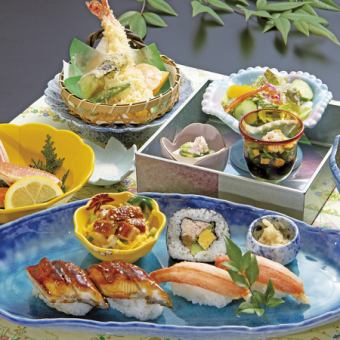 《夏のうなぎとかにフェア》うなぎ蟹寿司御膳【8品】　3850円（税込）