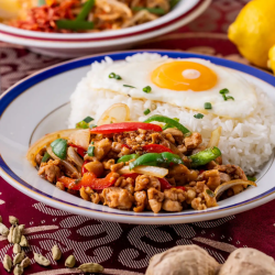 Authentic chicken gapao rice