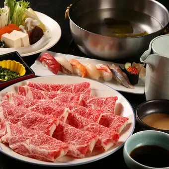 惠比壽套餐【無限量享用日本黑毛牛肉】+ 高級壽司（1份）¥8750 → ¥7850