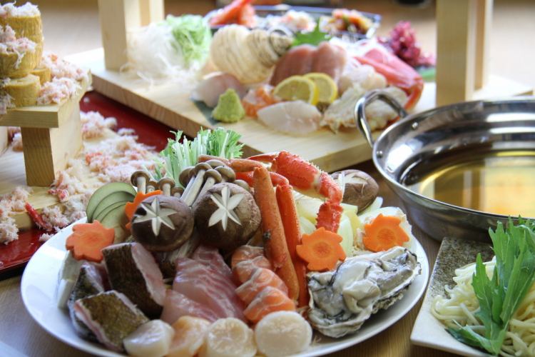 ★Hot pot banquet 5,500 yen★Luxury! ``Buri shabu'' or ``crab hotpot'' or ``oyster hotpot'' course with all-you-can-drink draft beer