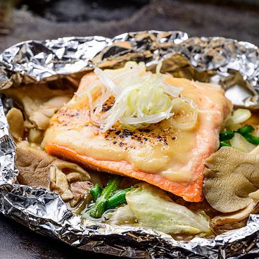 サーモンハラスと舞茸のちゃんちゃん焼き