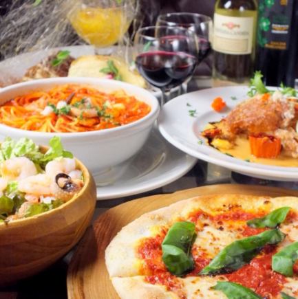 [Cherie Original Plan] Popular dishes are available! Choose pizza or pasta <5 items in total> 3,500 yen★
