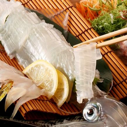 【接待や会食に!】北海道産の海鮮が満載!豪快10品<150分飲み放題>イカの姿造りコース5500円
