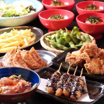 ◇コスパ最強！◇ 鶏ユッケ・豚串カツ、餃子など＜120分飲み放題＞お得コース3480円